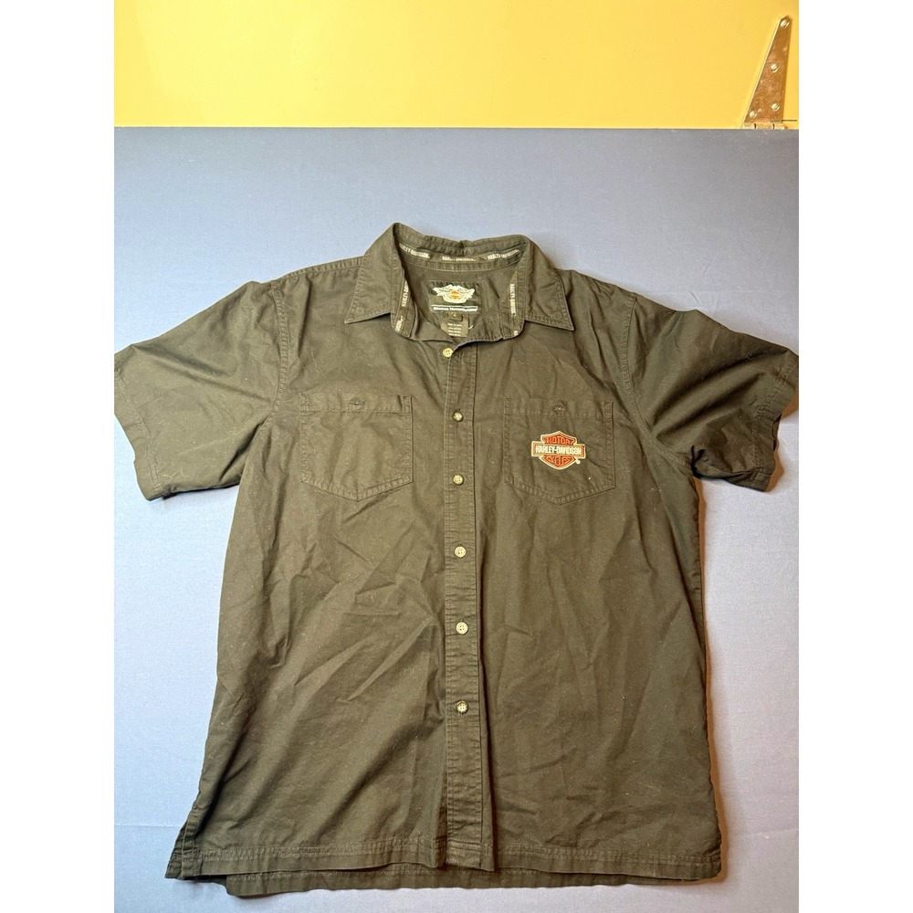 Harley-Davidson Genuine MotorClothes Men's Black Woven Cotton Shirt L